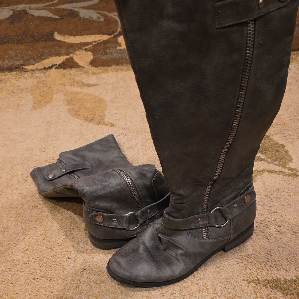 Elegant Charcoal Over the Knee Boots